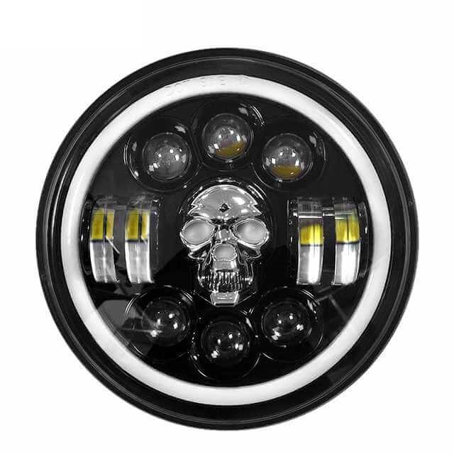 5.75 Inch LED Headlight For Motorcycle Skull Attraction