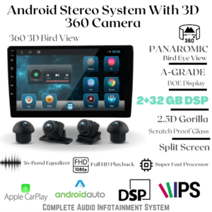 Universal 9 inch android stereo system with 360 degree bird view camera